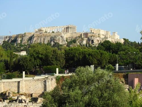 Preview: Extreme Zoom Of Iconic Parthenon In Acropolis Hill As Seen From Archaeological Site Of Kerameikos