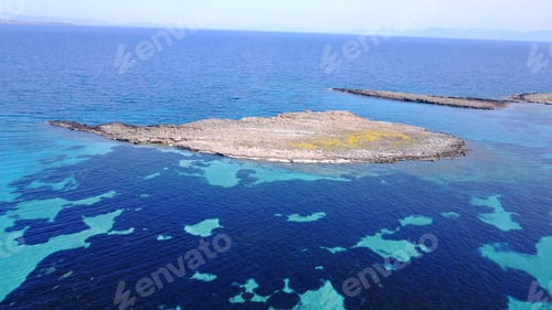 Preview: Aerial View Of Tropical Rocky Seascape With Turquoise And Sapphire Waters