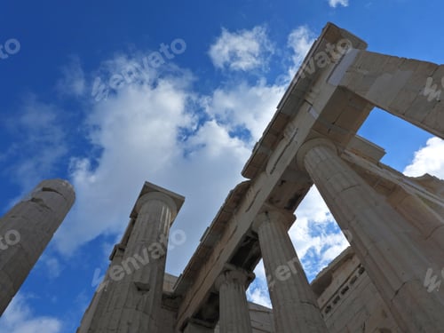 Preview: Photo From Iconic Pillars In Propylaia Entrance, Acropolis Hill Next To The Parthenon With