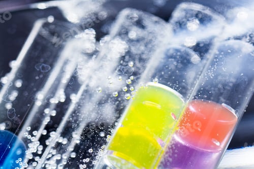 Preview: Abstract Composition With Underwater Tubes With Colorful Jelly Balls Inside And Bubbles