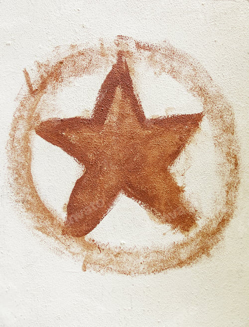 Preview: Red Star Painted Detail Of A Painted Wall
