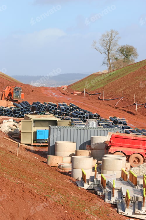 Preview: Pipes On A Road Construction Site