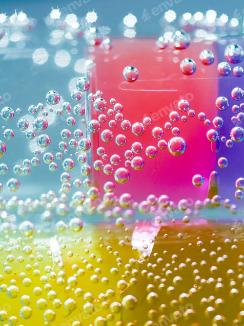 Preview: Abstract Composition With Underwater Tubes With Colorful Jelly Balls Inside And Bubbles
