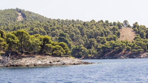 Preview: Greek Landscape With Water, Trees And Mountains