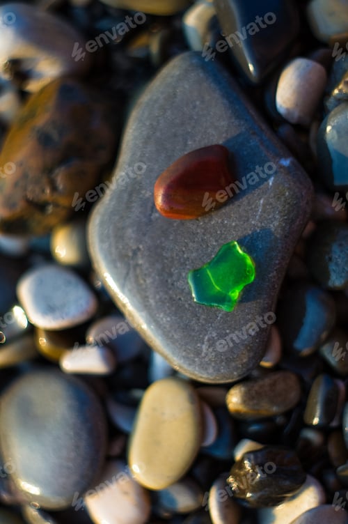 Preview: Pebble Stones On The Sea Beach, The Rolling Waves Of The Sea With Foam