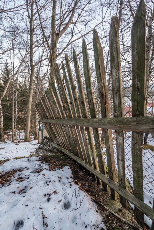 Preview: Close Up Of An Old Wooden Fence In Winter