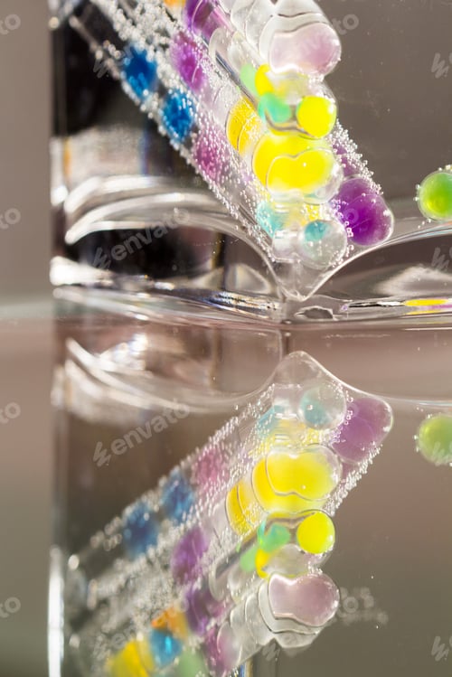 Preview: Abstract Composition With Underwater Tubes With Colorful Jelly Balls Inside And Bubbles