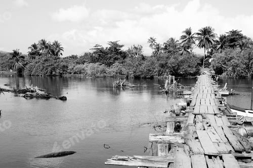 Preview: Baracoa, Cuba. Black And White Retro Style.