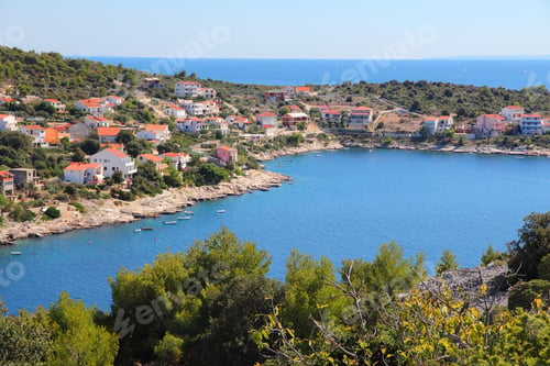 Preview: Dalmatia - Beautiful Mediterranean Coast Landscape In Croatia. Adriatic Sea Bay. Town Of Razanj.