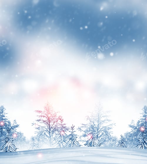 Preview: Frozen Winter Forest With Snow Covered Trees. Outdoor