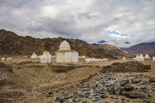 Preview: Old Buddhist Stupas In The Valley Not Far From Leh, Ladakh, India