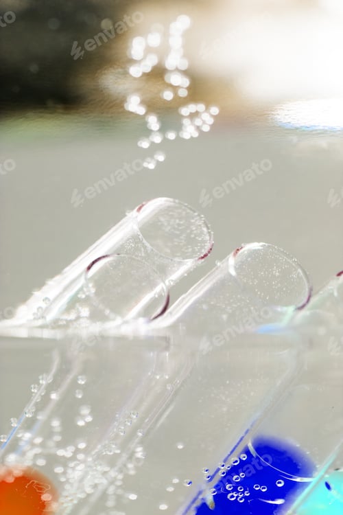 Preview: Abstract Composition With Underwater Tubes With Colorful Jelly Balls Inside And Bubbles