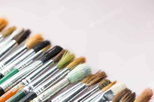 Preview: Set Of Different Paintbrushes With White Background