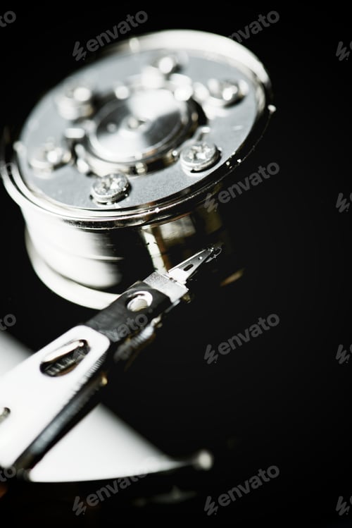 Preview: Closeup Of An Open Computer Hard Drive