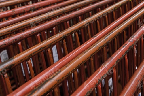 Preview: Detail Of Red Fences For Protection, Safety And Protection For People
