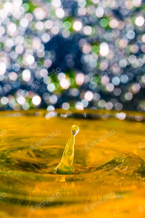 Preview: Abstract, Colorful Composition With Small Bokeh Lights, Water Drops And Water Texture. Can Be Used
