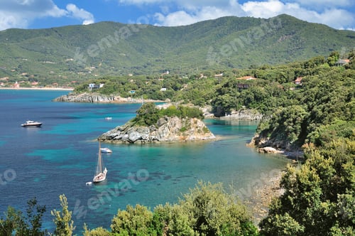 Preview: Coastal Landscape On Island Of Elba With Little Bathing Island From Pauline,Sister From Napoleon
