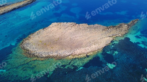 Preview: Aerial Bird'S Eye View Photo Taken By Drone Of Caribbean Tropical Rocky Seascape With Turquoise