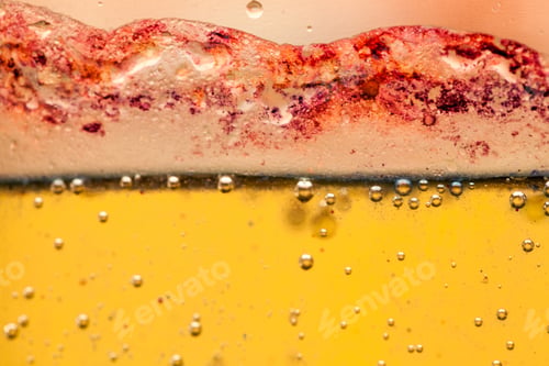 Preview: Abstract Composition With Mix Of Oil, Water And Colorful Ink With Bubbles