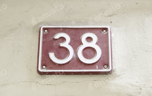 Preview: Number Thirty-Eight On The Wall Of A House, Detail Of A Number Of Information, Even Number