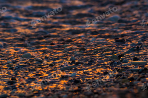 Preview: Pebble Stones On The Sea Beach, The Rolling Waves Of The Sea With Foam
