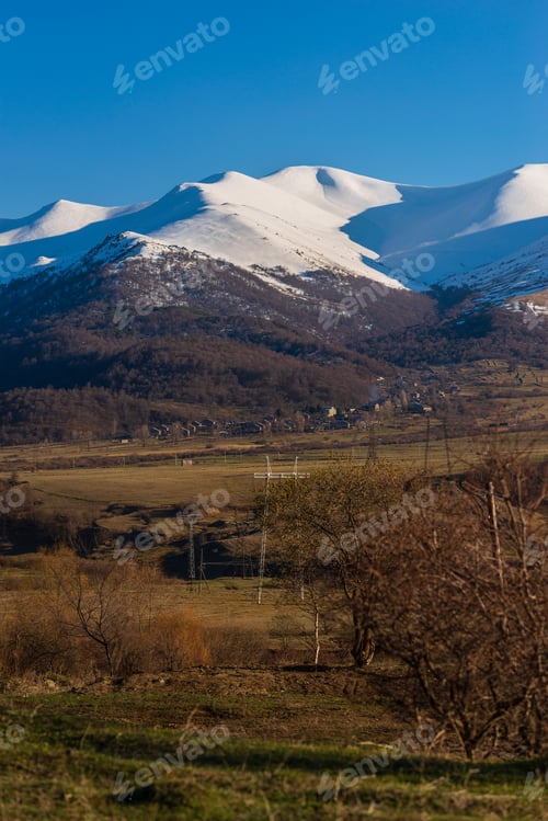 Preview: Spring Landscape With Snowy Mountains And Tezh Lerr Mount, Armenia