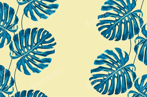 Preview: Tropical Exotic Monster Leaves. Natural Floral Background.