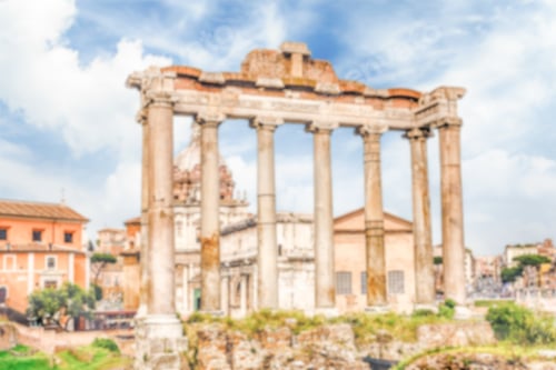 Preview: Defocused Background With Ruins Of The Temple Of Saturn In The Roman Forum, Rome, Italy