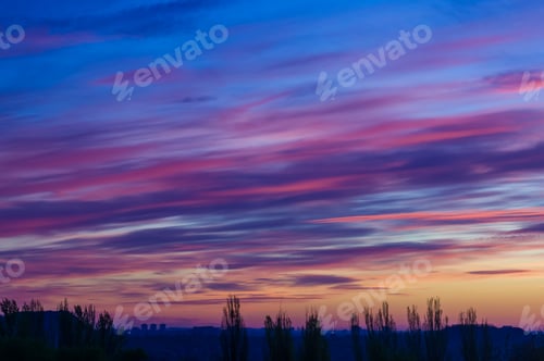 Preview: Landscape With Dramatic Light - Beautiful Golden Sunset With Saturated Sky And Clouds.