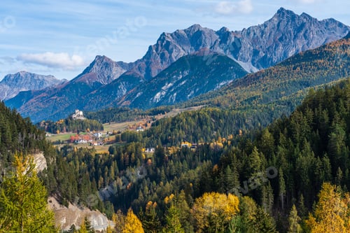 Preview: Landscape View Near Ardez (Graubunden, Switzerland), A Municipality In The District Of Inn In