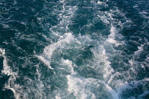 Preview: Wake Jet With White Foam In Green Sea Water