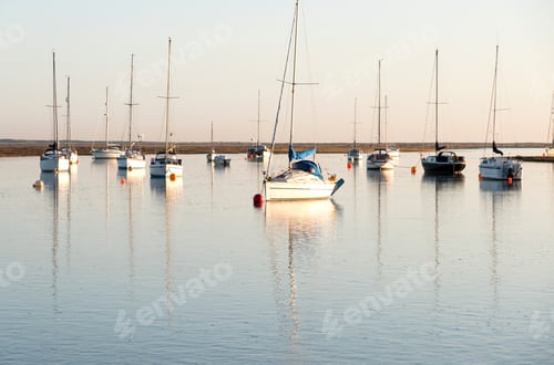 Preview: Small Sailing Boats Anchored At High Tide