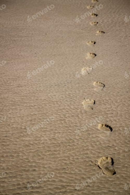 Preview: Footsteps In The Sand On The Beach