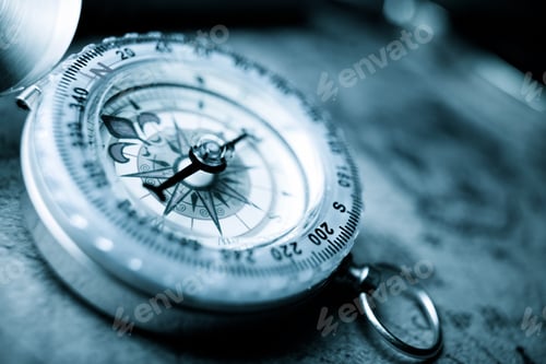 Preview: Vintage Compass And Old Navigation Map.