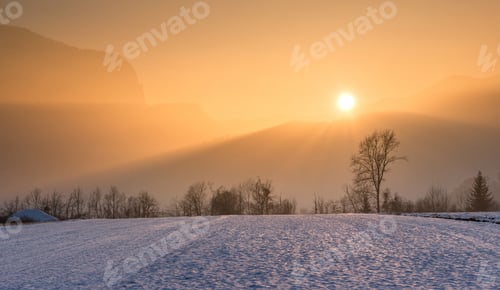 Preview: Sunset In The Winter Countryside