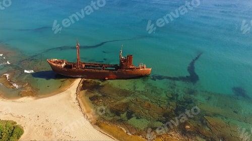 Preview: Aerial Birds Eye View Photo Taken By Drone Of Shipwreck
