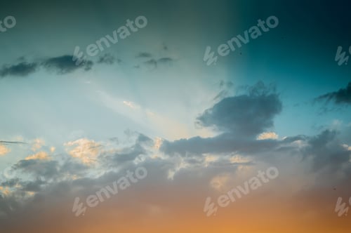 Preview: Landscape With Dramatic Light - Beautiful Golden Sunset With Saturated Sky And Clouds.