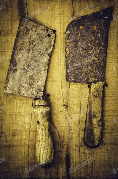 Preview: Antique Kitchen Knives, Detail Of Objects To Cut
