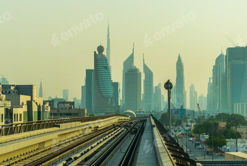 Preview: Sunset Over Dubai Skyline Viewed From Subway.