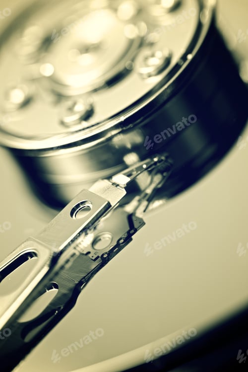 Preview: Closeup Of An Open Computer Hard Drive