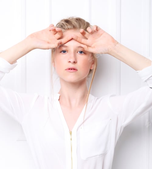 Preview: Beautiful Cute Fashion Girl Teenage In White Clothes On White Ba