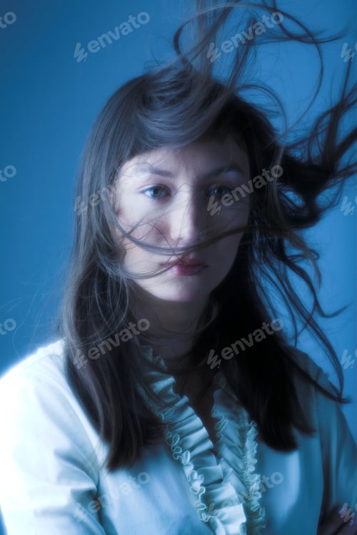 Preview: Wind In The Hair. Blue Toned.