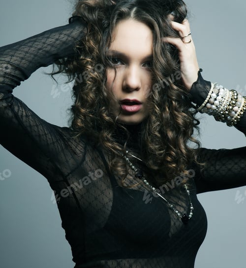 Preview: Young Fashion Model With Curly Hair
