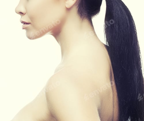 Preview: Woman Profile with Long Dark Ponytail