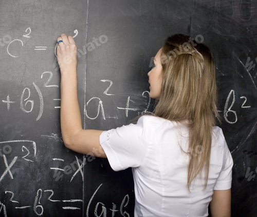 Preview: Young Cool Teenager Girl In Classroom At Blackboard Learning