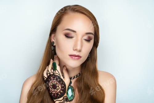 Preview: Drawing Henna Mandala. Oriental Picture On Woman Hand And Fingers, Horizontal Banner. Mehendi