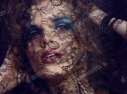 Preview: Portrait Of Beauty Young Woman Through Lace