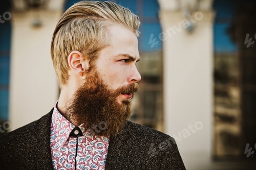 Preview: Portrait Of Young Beautiful Fashionable Man Outdoor
