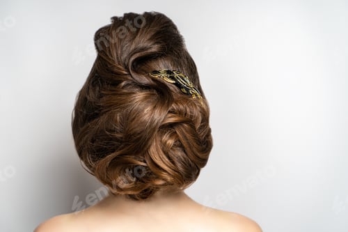 Preview: Elegant Woman with Beautiful Hair and Decorative Clip