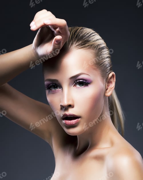 Preview: Portrait Of Beautiful Fashion Model - Perfect Young Amazing Blonde. Studio Shot